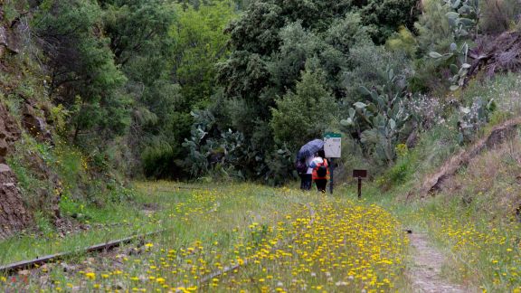 Visitantes en el primer día de apertura del Camino de Hierro